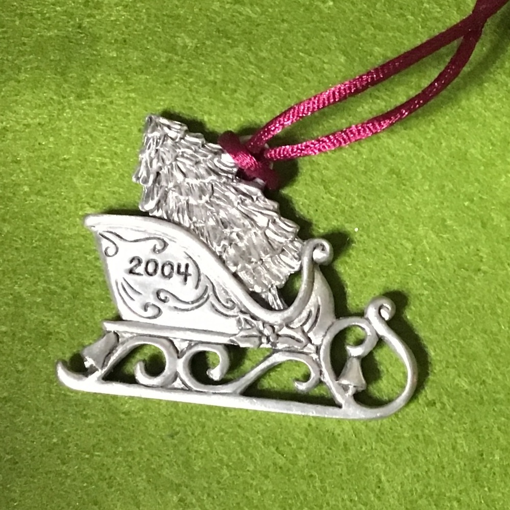 Vintage Pewter Sleigh Ornament 2004